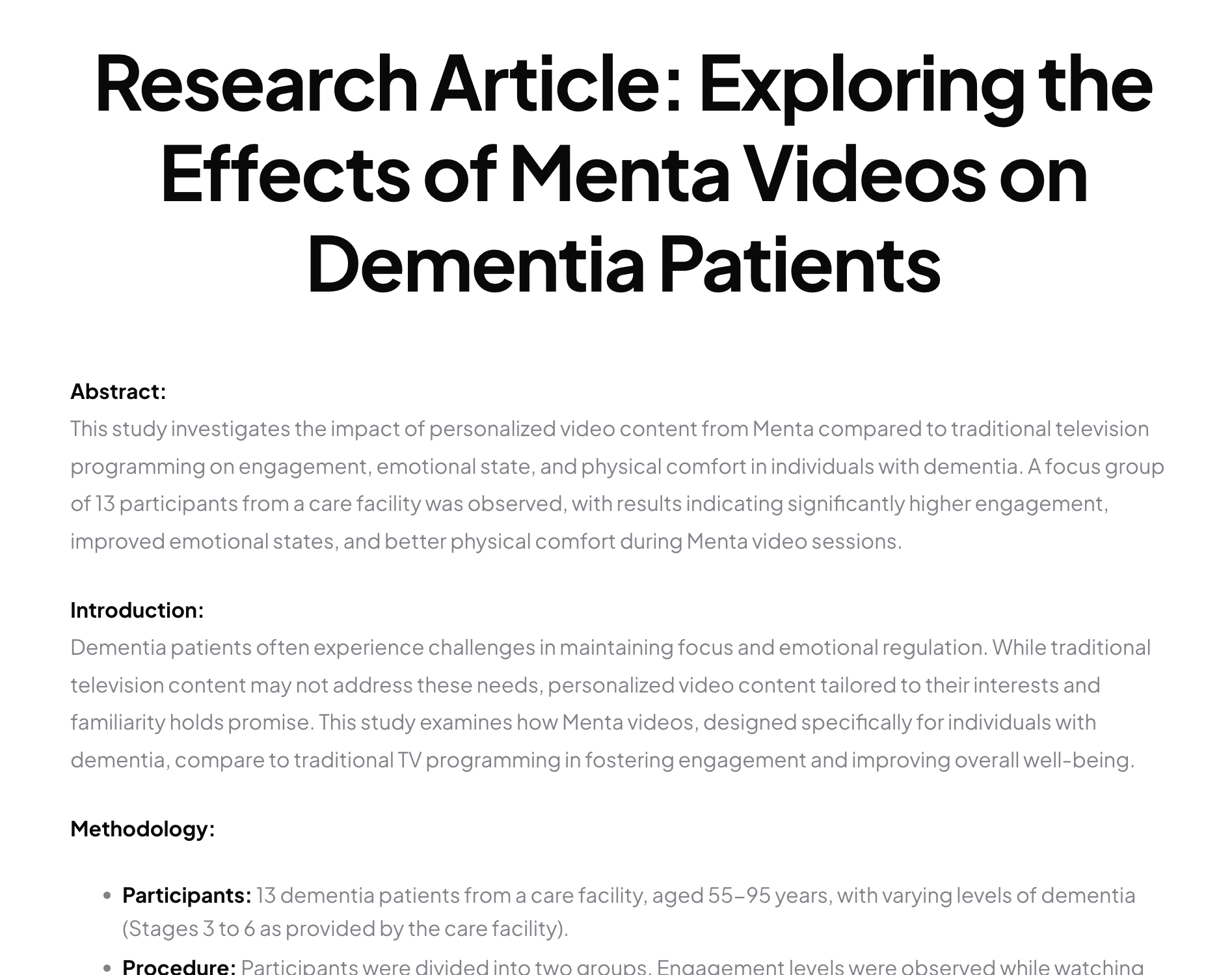menta - focus group