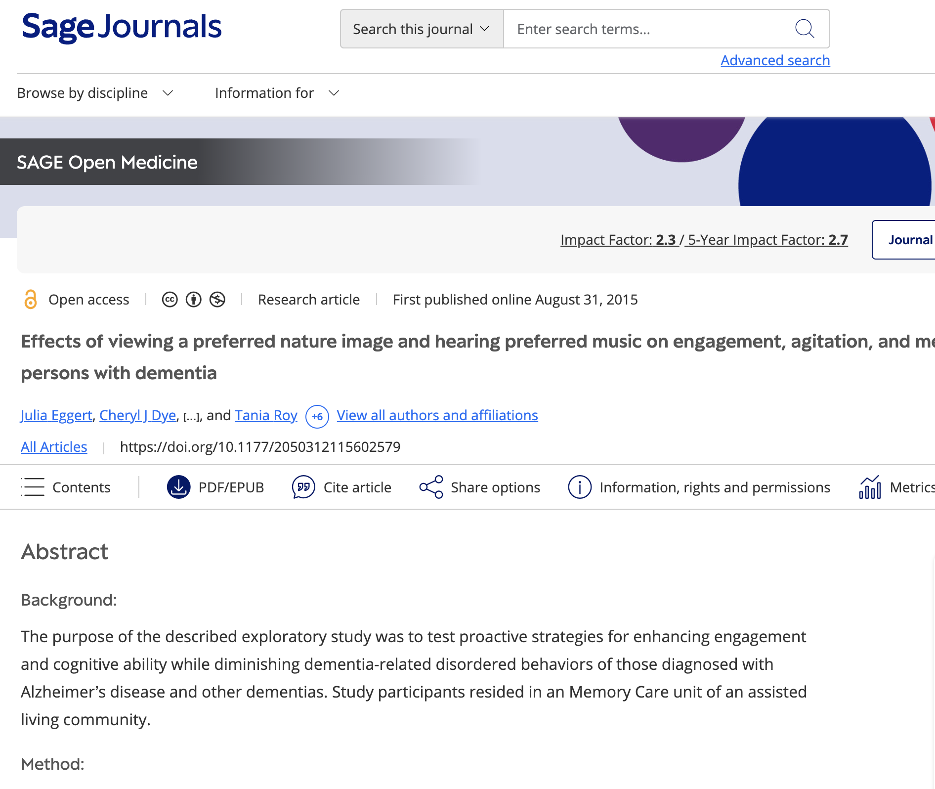 sage journal - menta